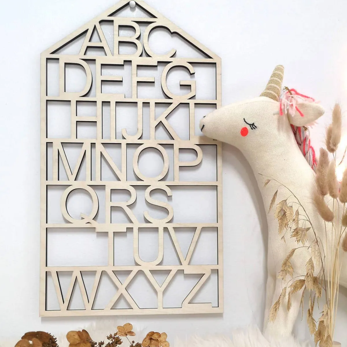 Wall Decor-The Butter Flying Wooden Alphabet Natural