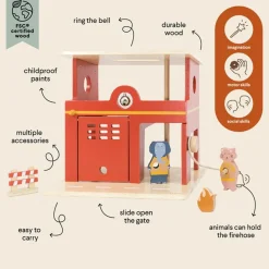 Wooden Toys-Trixie Wooden Animal Fire Station