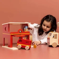 Wooden Toys-Trixie Wooden Animal Fire Station