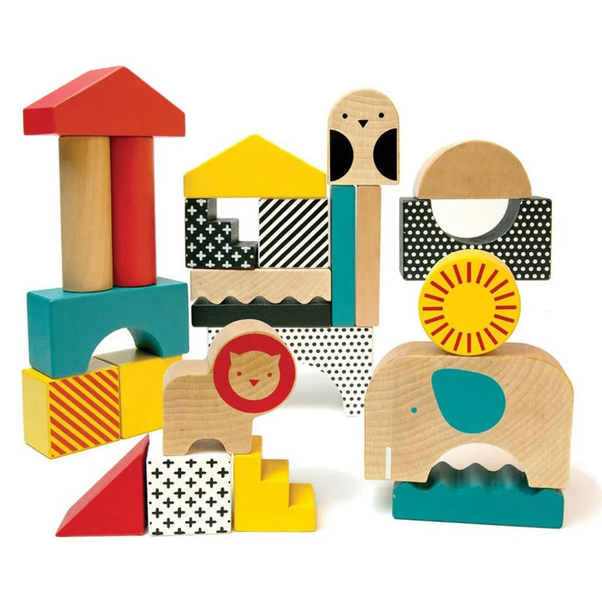 Wooden Toys|Blocks + Shape Sorters-Petit Collage Wooden Blocks