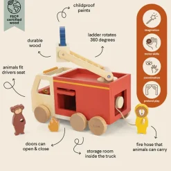 Cars + Trucks|Wooden Toys-Trixie Wooden Fire Truck