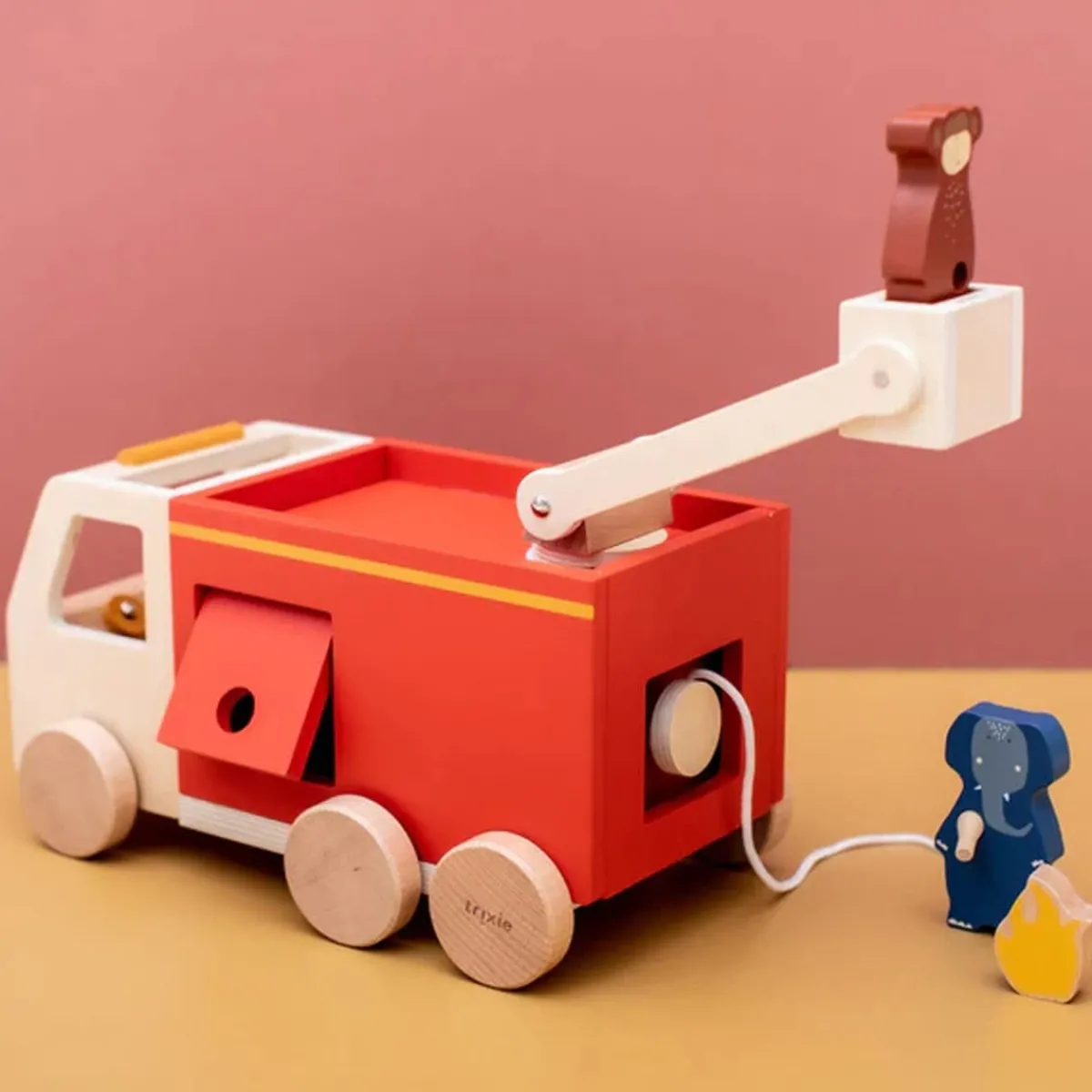 Cars + Trucks|Wooden Toys-Trixie Wooden Fire Truck