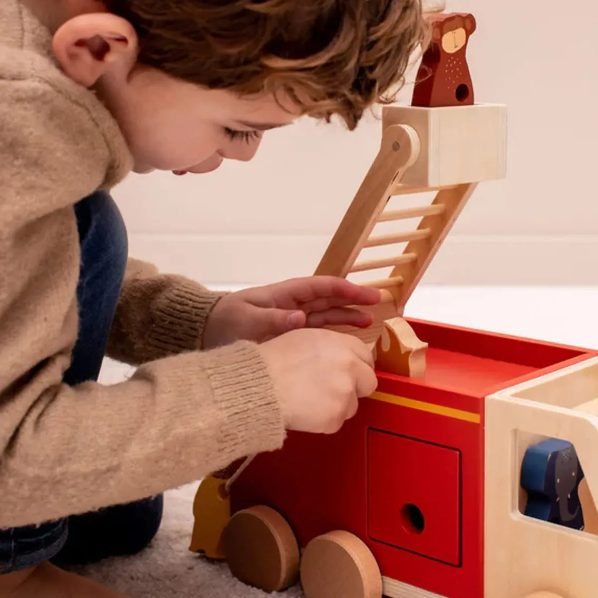 Cars + Trucks|Wooden Toys-Trixie Wooden Fire Truck