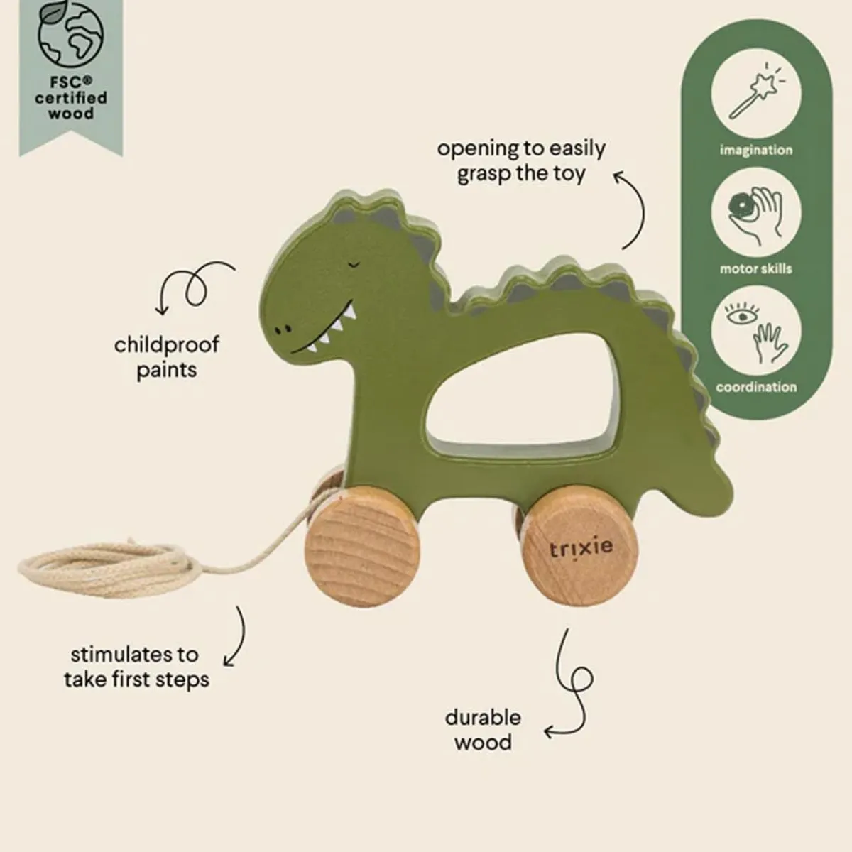 Wooden Toys|Pull Toys-Trixie Wooden Pull Along Toy