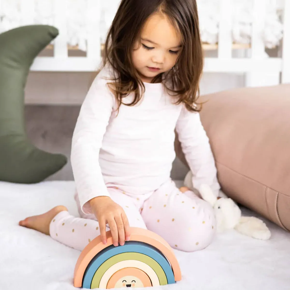 Wooden Toys|Stack + Nest Toys-Pearhead Wooden Rainbow Stacking Toy