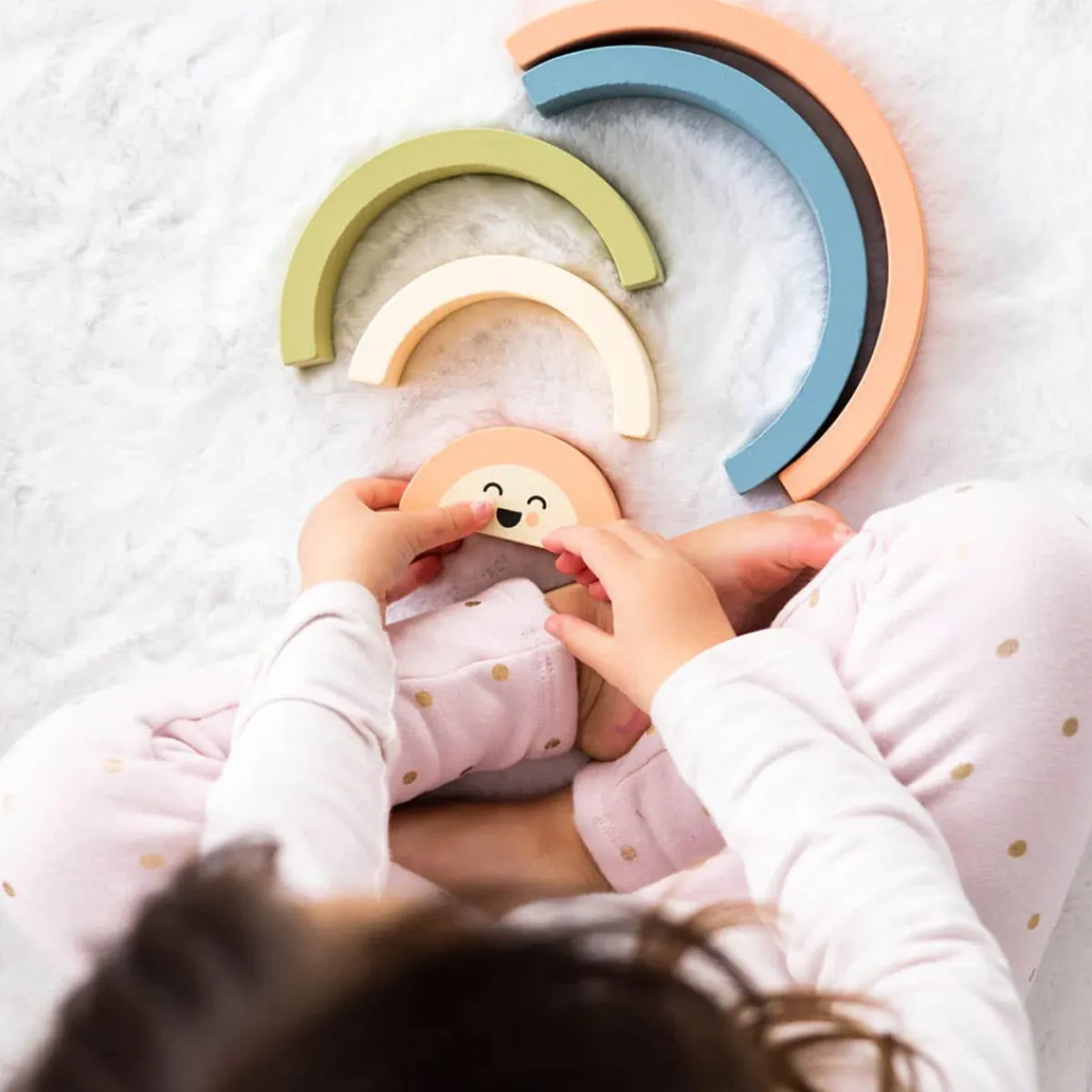 Wooden Toys|Stack + Nest Toys-Pearhead Wooden Rainbow Stacking Toy