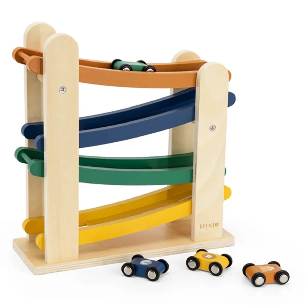 Cars + Trucks|Wooden Toys-Trixie Wooden Ramp Racer with 4 Cars