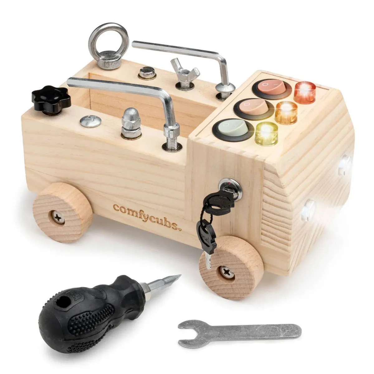 Wooden Toys-Comfycubs Wooden Truck Busy Board