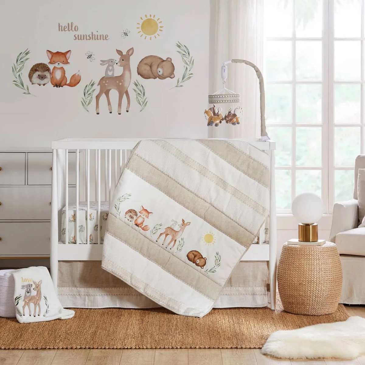 Crib Bedding Sets-Levtex Baby Woodland Pals 5 Piece Crib Set