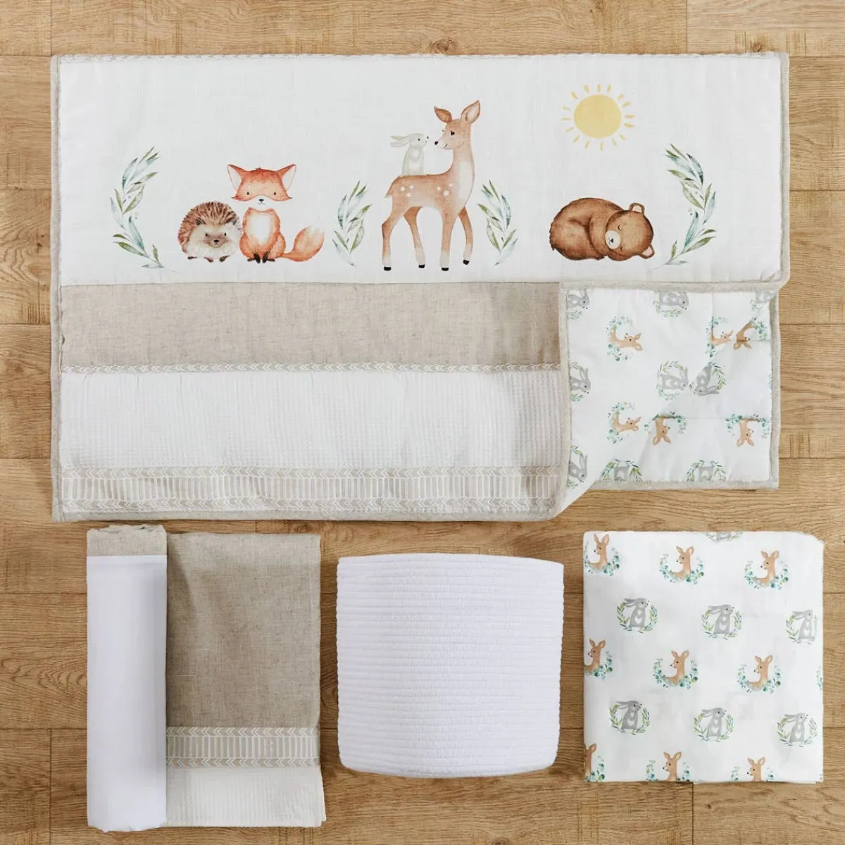 Crib Bedding Sets-Levtex Baby Woodland Pals 5 Piece Crib Set