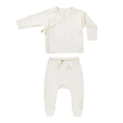 Pajamas|Tops + Tees-Quincy Mae Wrap Top + Footed Pant Set