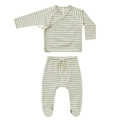 Pajamas|Tops + Tees-Quincy Mae Wrap Top + Footed Pant Set