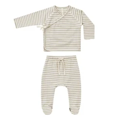 Pajamas|Tops + Tees-Quincy Mae Wrap Top + Footed Pant Set