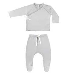 Pajamas|Tops + Tees-Quincy Mae Wrap Top + Footed Pant Set