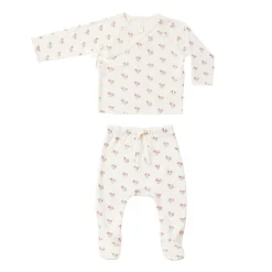 Pajamas|Tops + Tees-Quincy Mae Wrap Top + Footed Pant Set
