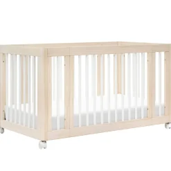 Wck Exclusive Furniture|Convertible Cribs-Babyletto Yuzu 8-in-1 Crib with All-Stages Conversion Kits - Washed Natural with White