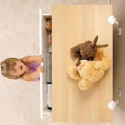 Baby Gates + Babyproofing-QDos Zero-Screw Furniture Anti-Tip Kit White