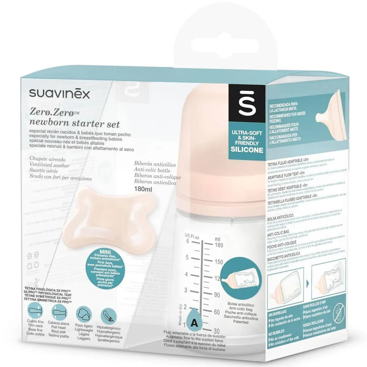 Baby Bottle Sets|Baby Bottles-Suavinex Zero.Zero Newborn Starter Set