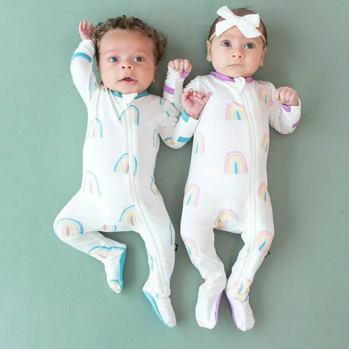 Onesies|Sleepers-Kyte Baby Zippered Footie (Rainbow)