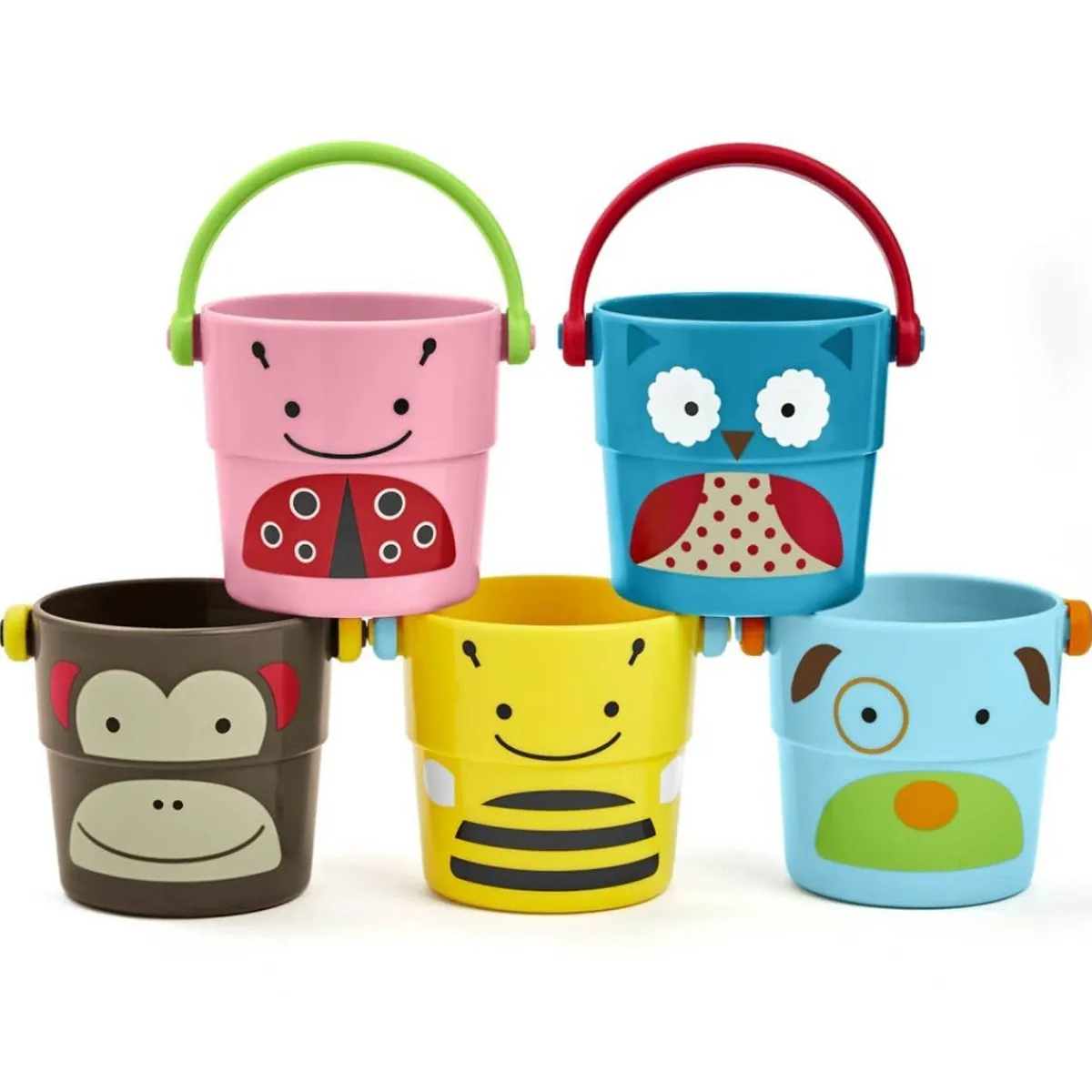 Stack + Nest Toys|Bath Toys-Skip Hop Zoo Stack & Pour Buckets (5 Piece)