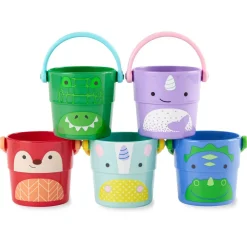 Stack + Nest Toys|Bath Toys-Skip Hop Zoo Stack & Pour Buckets - Multi 2