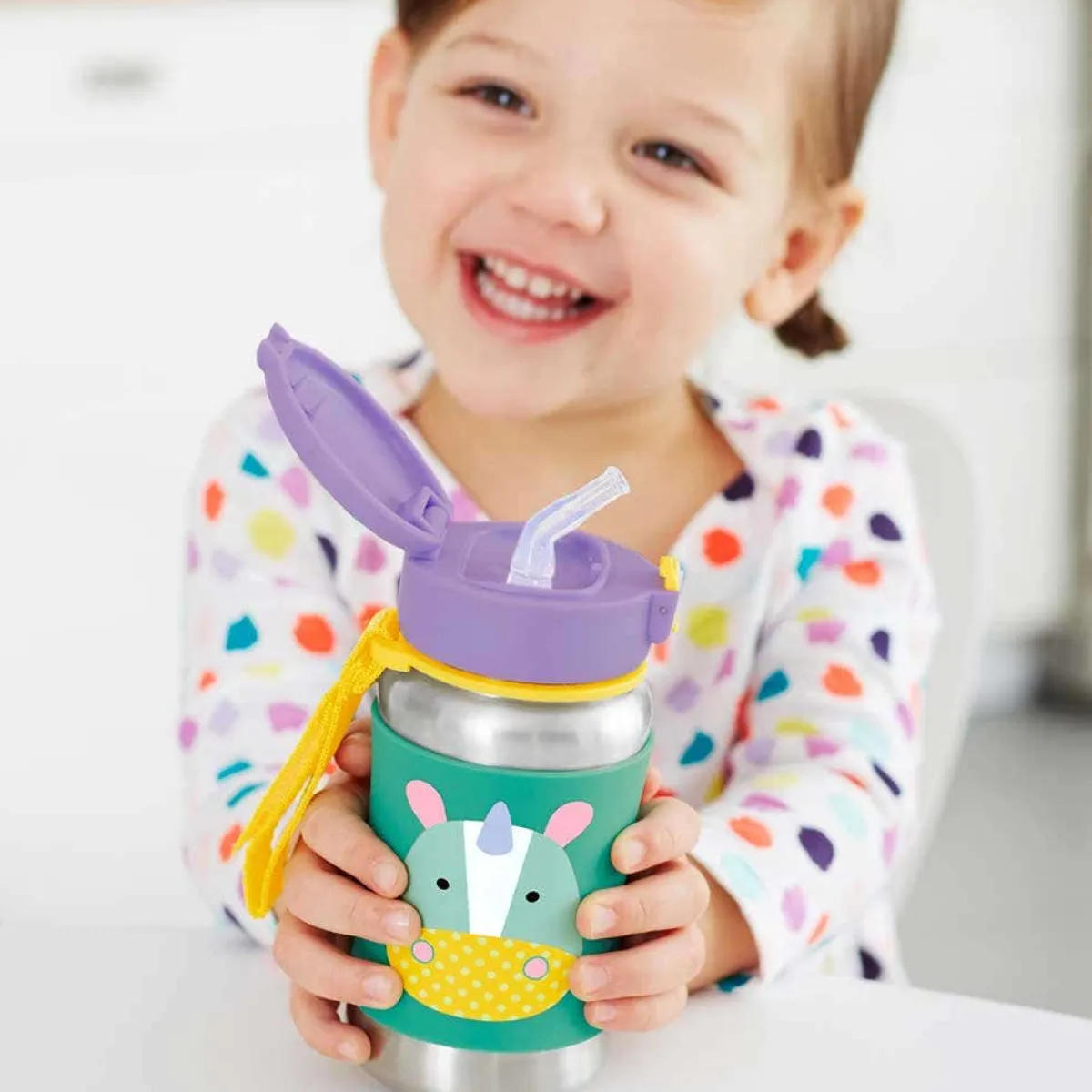 Kids Water Bottles|Sippy Cups + Straw Cups-Skip Hop Zoo Stainless Steel Bottle